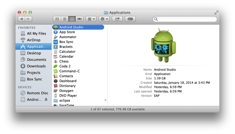 start android studio